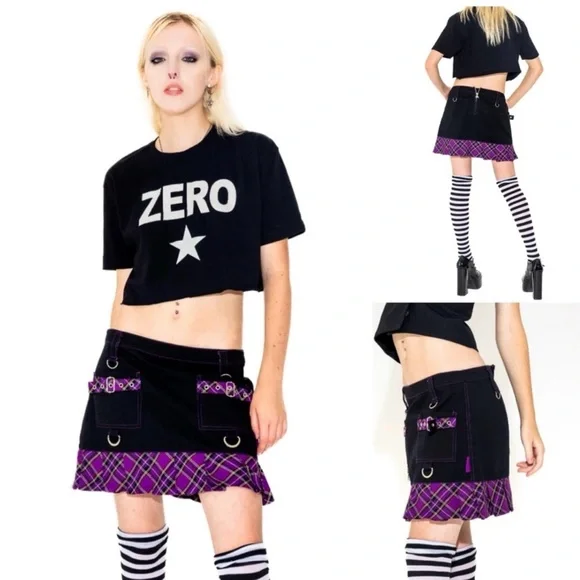 Vintage Tripp NYC Purple Plaid Mini Skirt Y2K Size Large - Picture 9 of 9